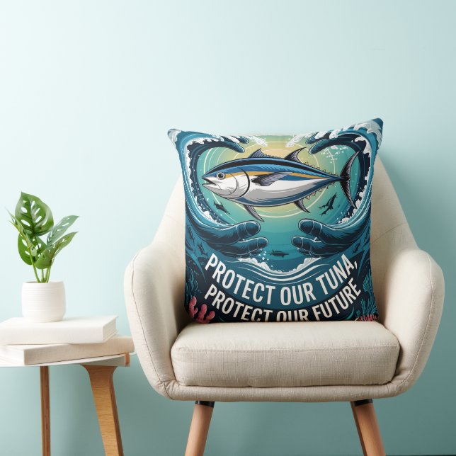 Protect Our Tuna Protect Our Future Throw Pillow (Chair)