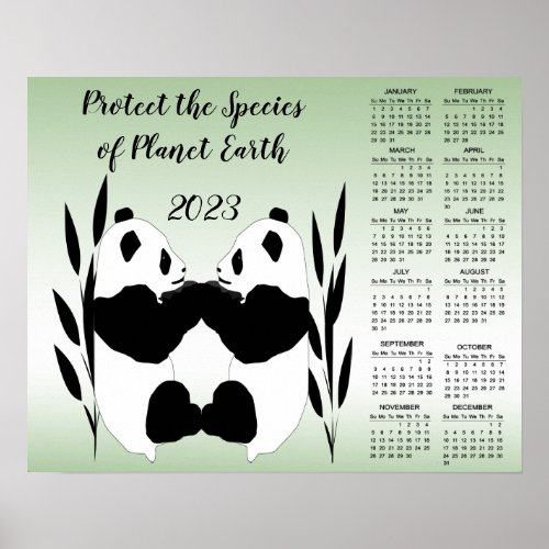 Protect Panda Earth Day 2023 Animal Calendar Poster