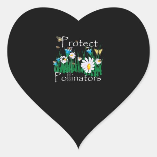 protect pollinators bees butterflies flowers botan heart sticker