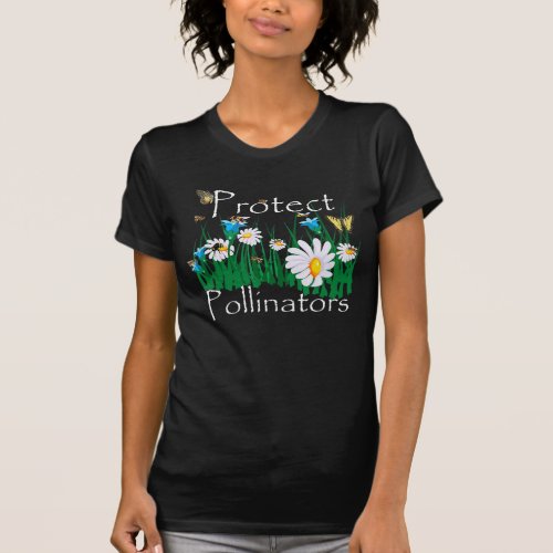 protect pollinators bees butterflies flowers botan T_Shirt