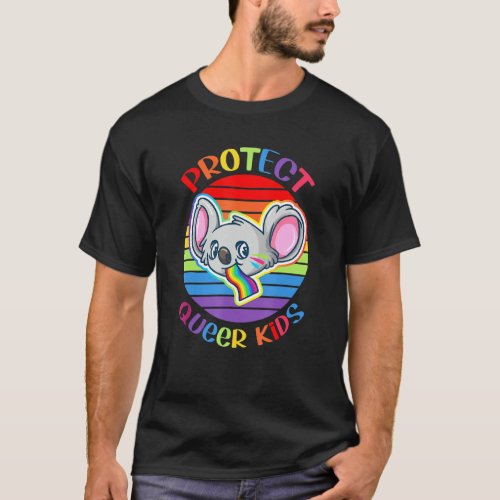 Protect Queer Kids Koala In Circle Lgbtq Colors Ra T_Shirt