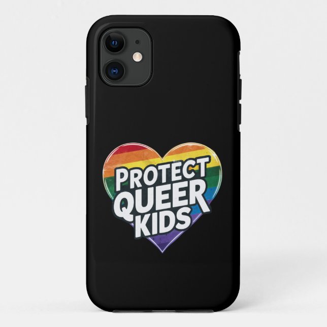  Protect Queer Kids  Rainbow Heart  LGBT Pride  Case-Mate iPhone Case (Back)