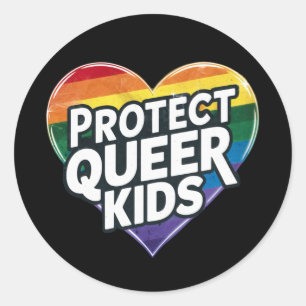 Protect Queer Kids Rainbow Heart LGBT Pride Classic Round Sticker