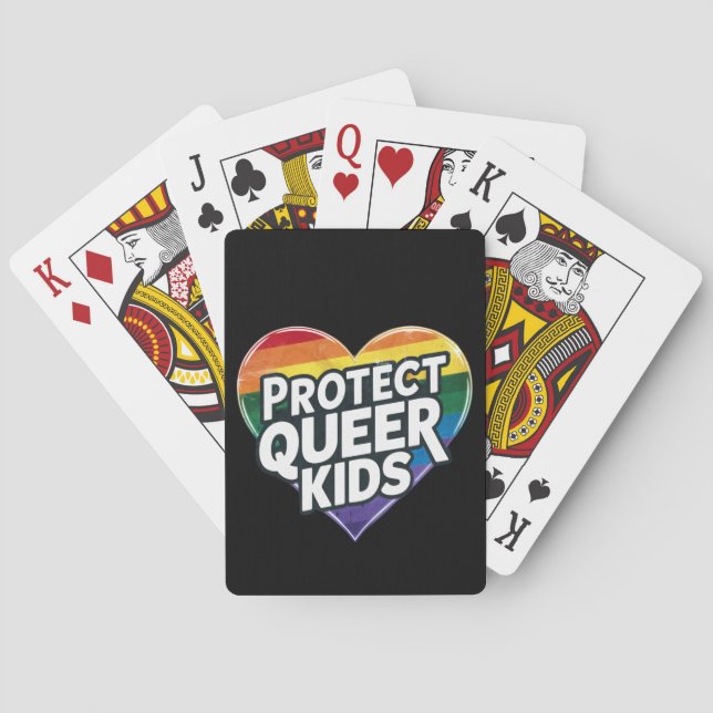  Protect Queer Kids  Rainbow Heart  LGBT Pride  Poker Cards (Back)