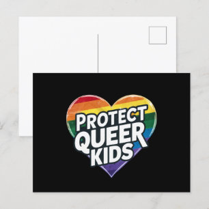 Protect Queer Kids Rainbow Heart LGBT Pride Postcard