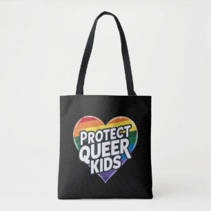  Protect Queer Kids  Rainbow Heart  LGBT Pride  Tote Bag