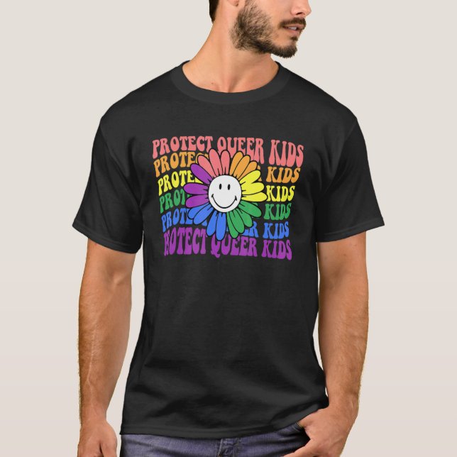 Protect Queer Kids Rainbow LGBT Pride Flag Say Gay T-Shirt (Front)