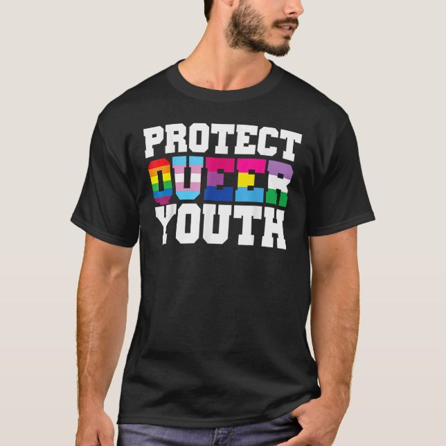 Protect Queer Youth LGBT Awareness Gay Lesbian Pri T-Shirt (Front)