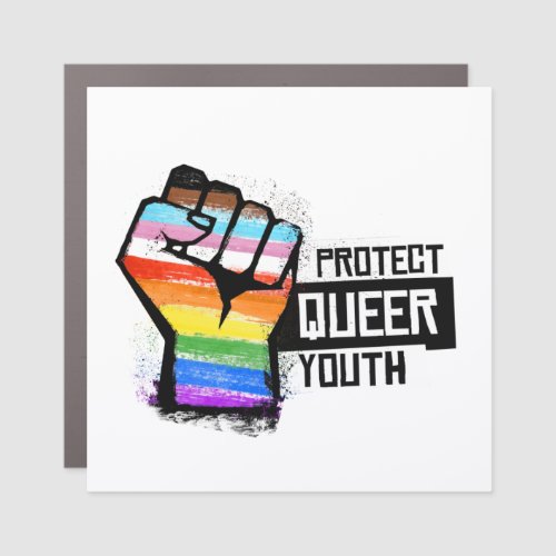 Protect Queer Youth _ Progress Pride Fist Car Magnet