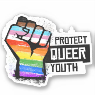 Protect Queer Youth - Progress Pride Fist Sticker