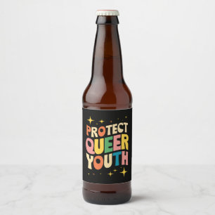Protect Queer Youth Protect Trans Kids LGBTQ Beer Bottle Label