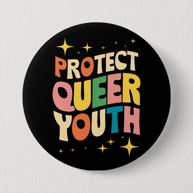 Protect Queer Youth Protect Trans Kids LGBTQ Button (Front)