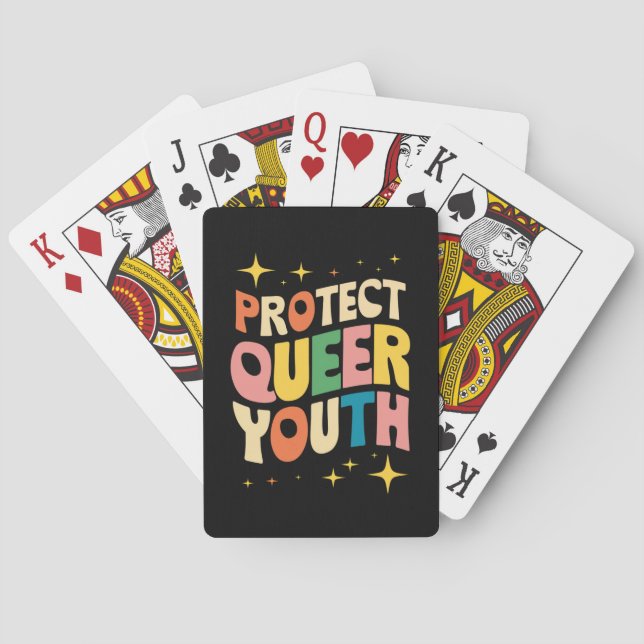 Protect Queer Youth Protect Trans Kids LGBTQ Poker Cards (Back)