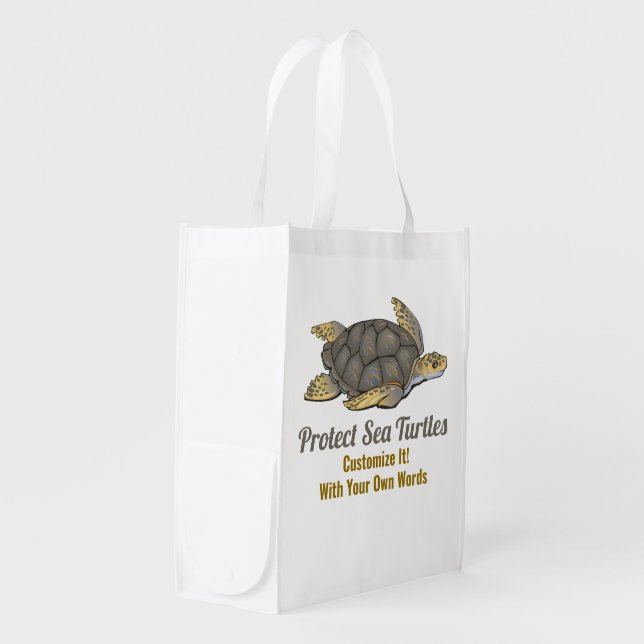 Protect Sea Turtles Ocean Habitat Customize Grocery Bag (Front Side)