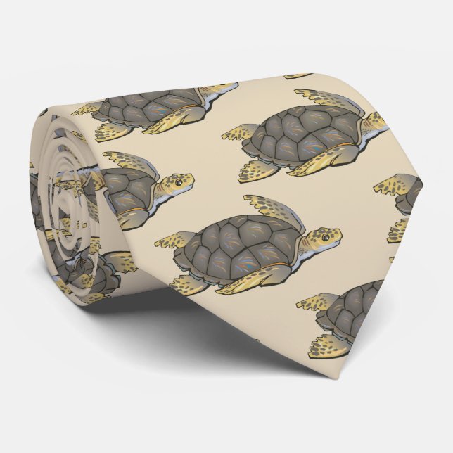 Protect Sea Turtles Ocean Habitats Endangered Neck Tie (Rolled)