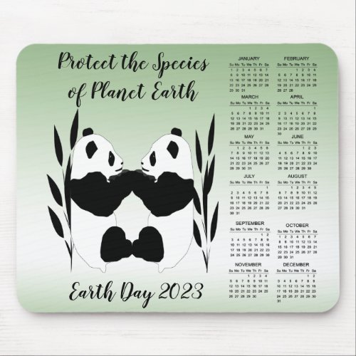 Protect Species Earth Day 2023 Panda Calendar  Mouse Pad