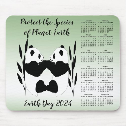 Protect Species Earth Day 2024 Panda Calendar  Mouse Pad