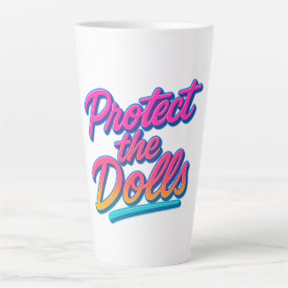 Protect the Dolls Neon Retro Art Latte Mug
