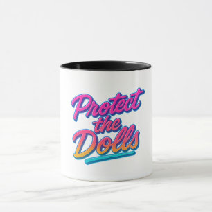 Protect the Dolls Neon Retro Art Mug