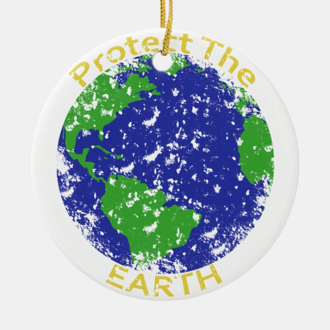 Protect the Earth Ceramic Ornament (Front)