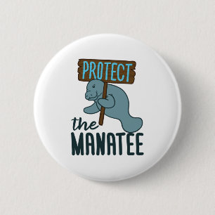 Protect the Manatee Chubby Mermaid Sea Cow Button