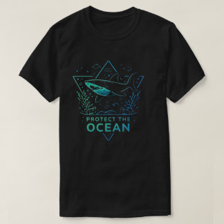 Protect The Ocean - Neon Shark Conservation Design T-Shirt