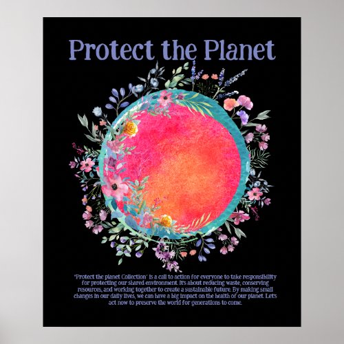 PROTECT THE PLANET SAVE EARTH Earth Day Art Poster