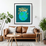 PROTECT THE PLANET SAVE EARTH Eco Green Art Poster<br><div class="desc">Check out this meaningful wall art, hand made by me for you! Feel free to add your own text or change the colors. Select the print size using the drop down menu above, and you can click the “edit design” button to customize the artwork to fit any size paper. Thank...</div>