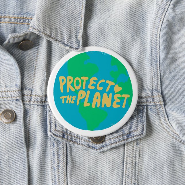 PROTECT THE PLANET SAVE EARTH Eco Green Button (In Situ)