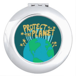 PROTECT THE PLANET SAVE EARTH Eco Green Compact Mirror