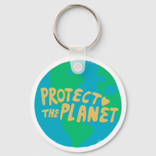 PROTECT THE PLANET SAVE EARTH Eco Green Keychain