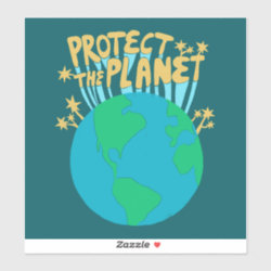 PROTECT THE PLANET SAVE EARTH Eco Green Sticker