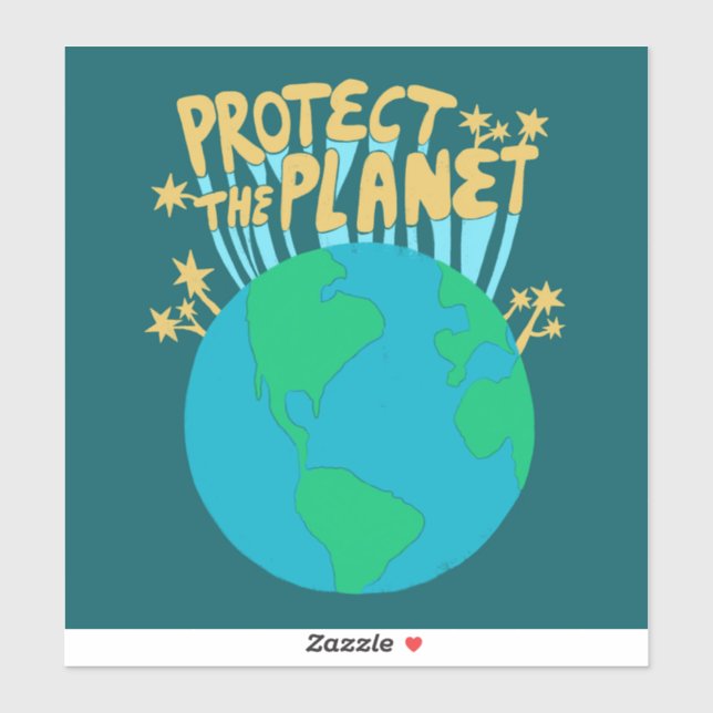 PROTECT THE PLANET SAVE EARTH Eco Green Sticker (Sheet)