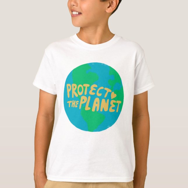 PROTECT THE PLANET SAVE EARTH Eco Green T-Shirt (Front)