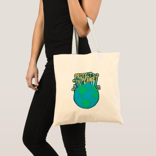 PROTECT THE PLANET SAVE EARTH Eco Green Tote Bag