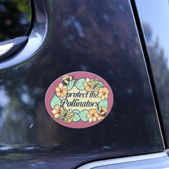 Protect the pollinators bee and butterflies    	car magnet