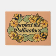 Protect the pollinators bee and butterflies doormat