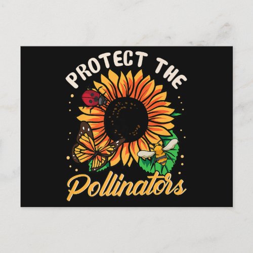 Protect The Pollinators Save the Bees Cute Sunflow Postcard