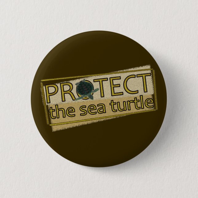 Protect the Sea Turtle Pinback Button (Front)