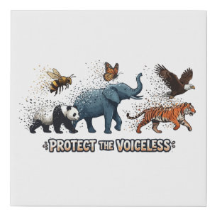 Protect The Voiceless Endangered Animals Wildlife  Faux Canvas Print