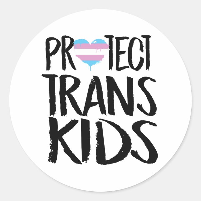 PROTECT TRANS KIDS CLASSIC ROUND STICKER (Front)