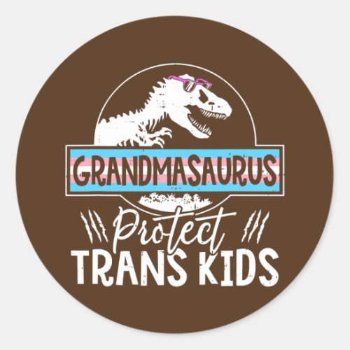 Protect Trans Kids Grandma Saurus Transgender Classic Round Sticker