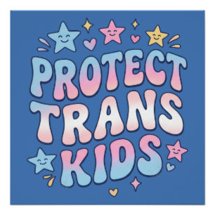 Protect Trans Kids Kawaii Stars Retro Pride Poster