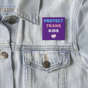 Protect Trans Kids Pride Flag Heart LGBTQIA Button
