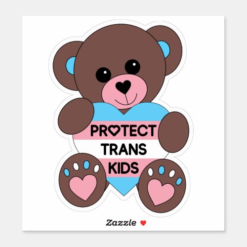 Protect Trans Kids Pride Flag Teddy Bear Sticker