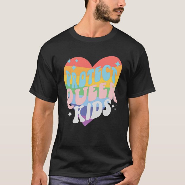 Protect Trans Kids Queer  Trans Pride Colors T-Shirt (Front)