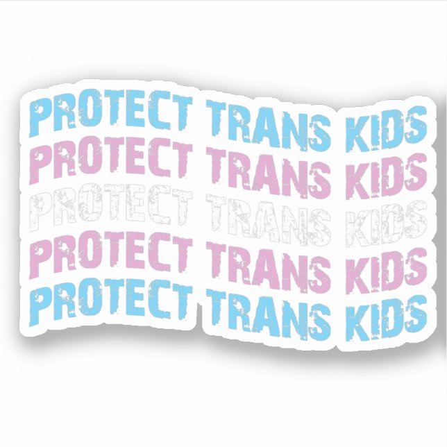 Protect Trans Kids - Trans Flag Wave Sticker (Front)