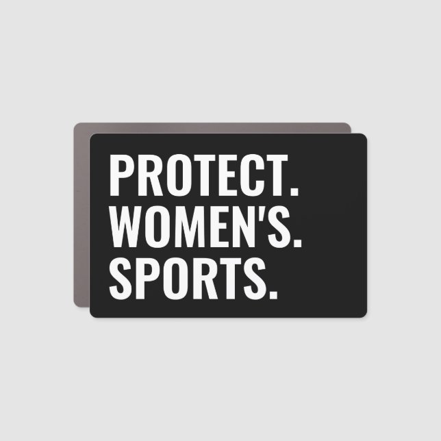 Protect women's sports black white minimalist car magnet (Front)