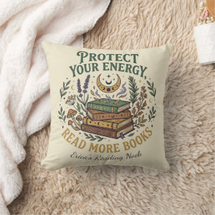 Protect Your Energy Read More Books Celestial Throw Pillow