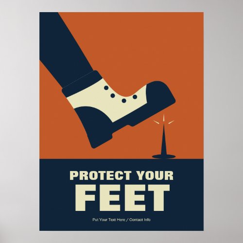 Protect Your Feet Workplace Safety Retro Poster